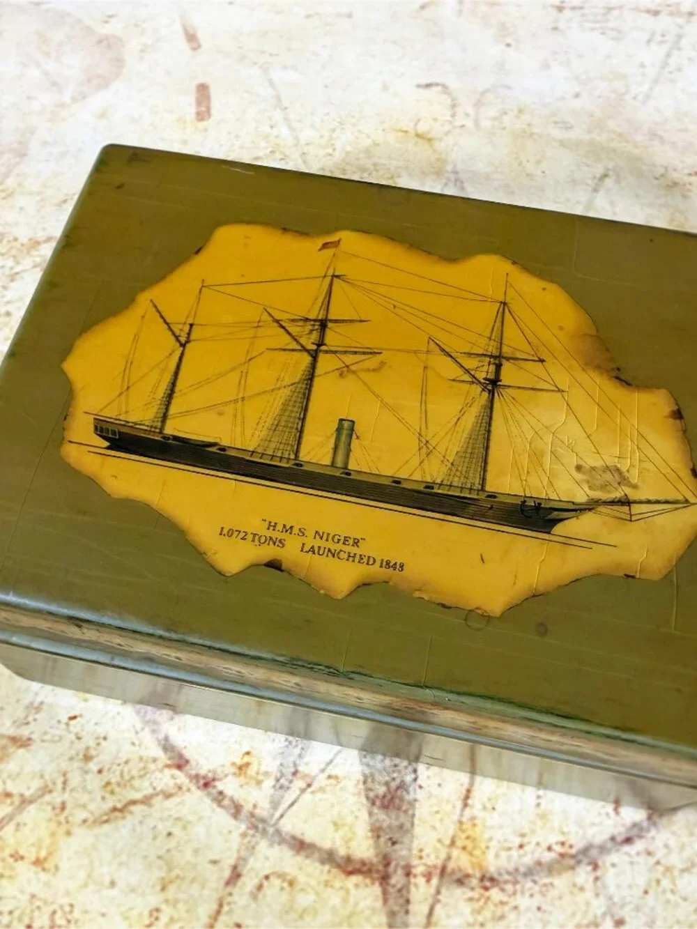 Vintage Nautical Decoupage Trinket Box | Maritime Keepsake Box